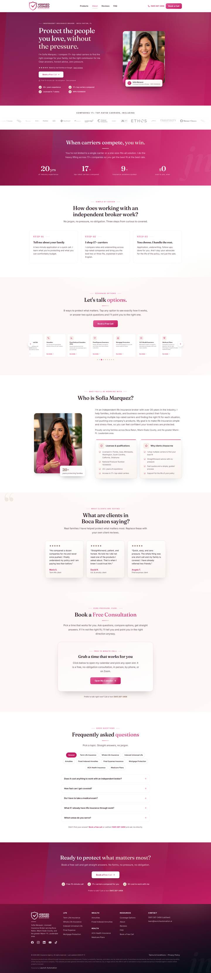 Pink multi-niche insurance website example