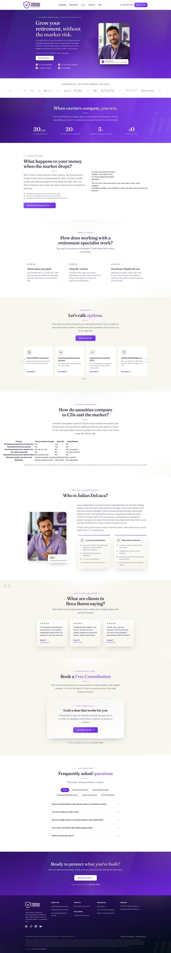Purple annuity & retirement website example
