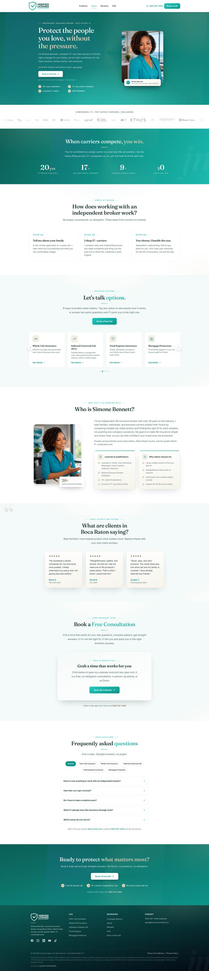 Turquoise life insurance website example
